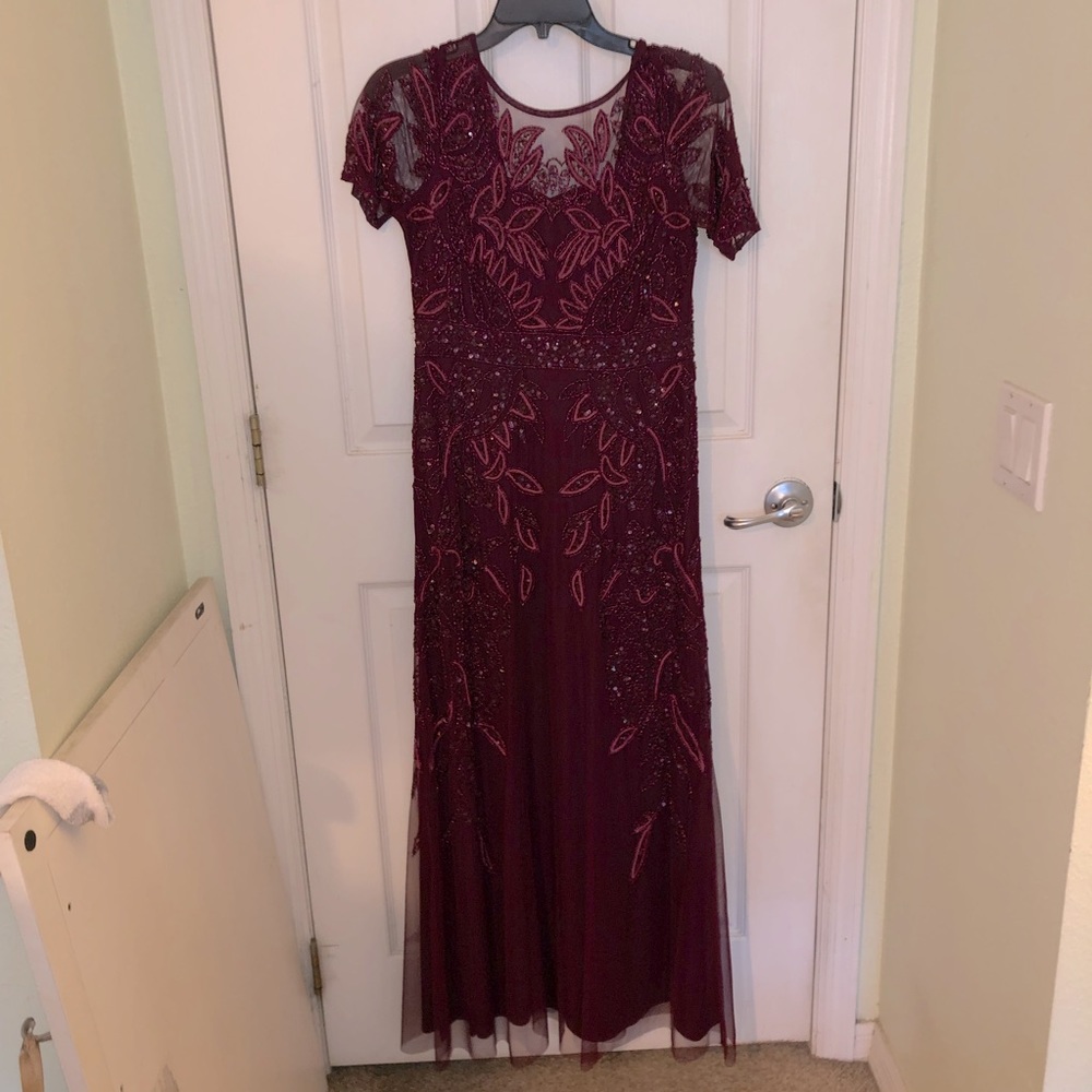 Beautiful Beaded Burgundy Gown